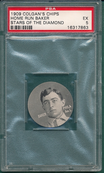 1909-1911 E254 Colgan Chips Home Run Baker, Stars of the Diamond, PSA 5