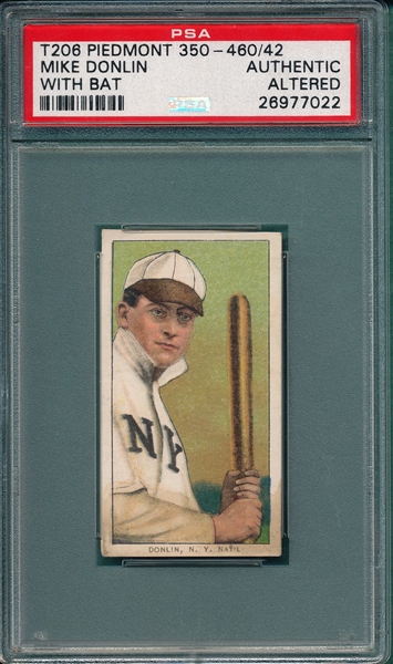1909-1911 T206 Donlin, Bat, Piedmont Cigarettes PSA Authentic *Factory 42*