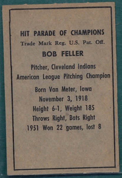 1952 Berk Ross Bob Feller 