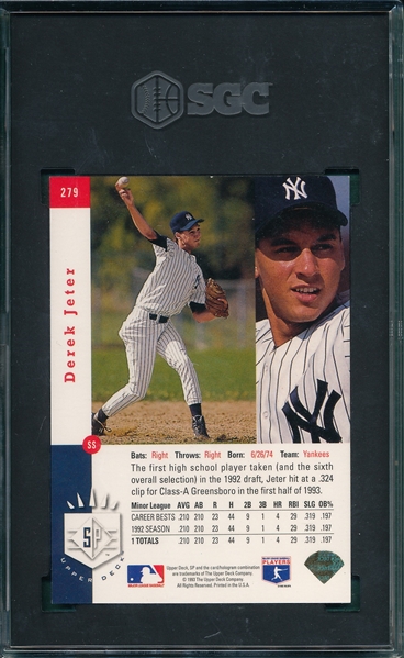 1993 SP #279 Derek Jeter SGC 7 *Rookie*