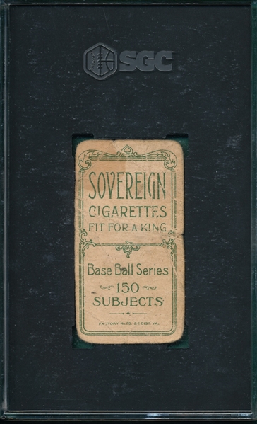 1909-1911 T206 Tinker, Portrait, Sovereign Cigarettes, SGC 1