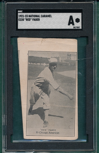 1921-23 E220-120 Red Faber National Caramel Co. SGC Authentic *Miscut*