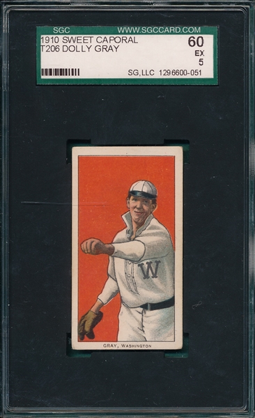 1909-1911 T206 Gray Sweet Caporal Cigarette SGC 60