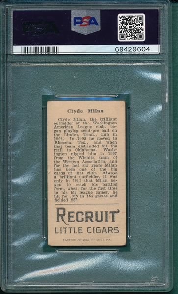 1912 T207 Milan Recruit Little Cigars PSA 3