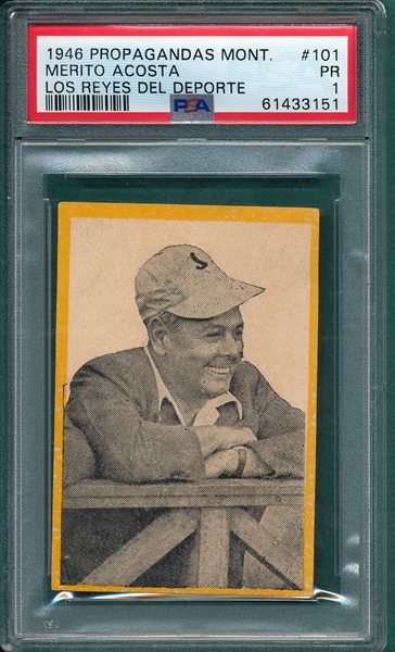 1946 Propagandas Monteil Los Reyes del Deporte, #101 Merito Acosta PSA 1
