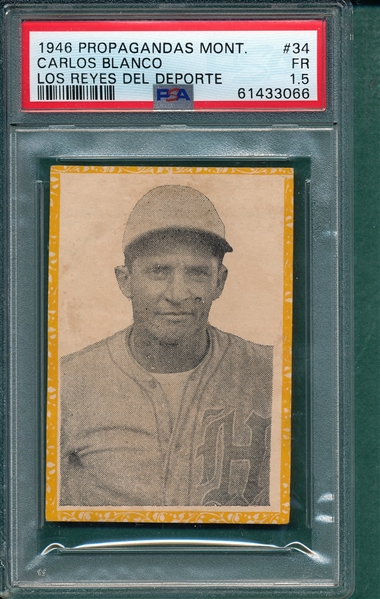 1946 Propagandas Monteil Los Reyes del Deporte, #34 Carlos Blanco, PSA 1.5