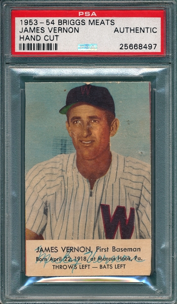 1953-54 Briggs Meats James Vernon PSA Authentic