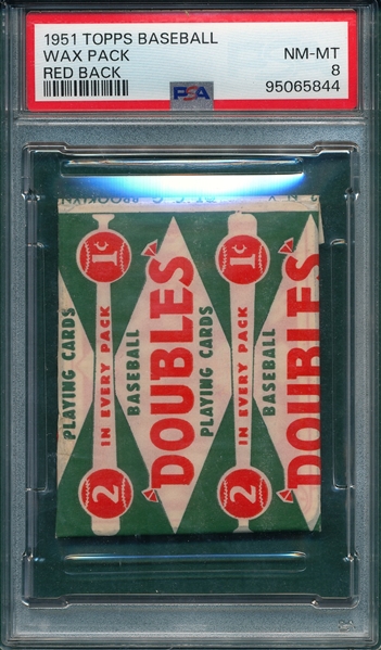1951 Topps Red Back Unopened Wax Pack PSA 8 