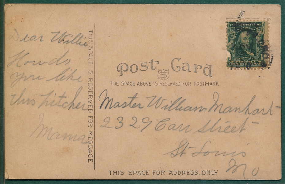 1908 Chicago Cubs PC Jake Pfeister