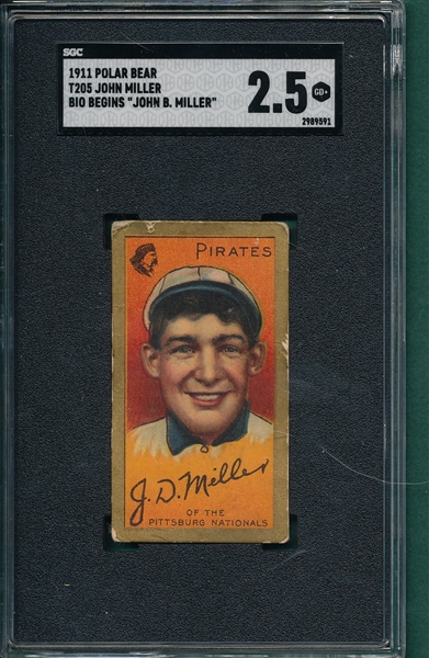 1911 T205 John Miller Polar Bear, SGC 2.5 *John B.*
