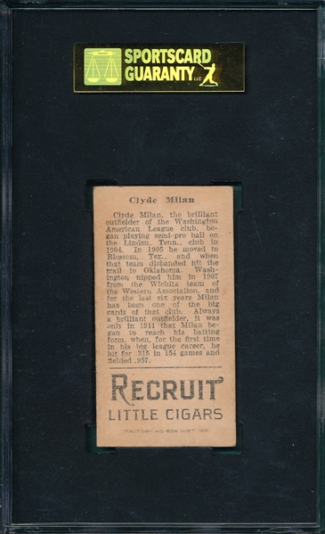 1912 T207 Milan Recruit Little Cigars SGC 60