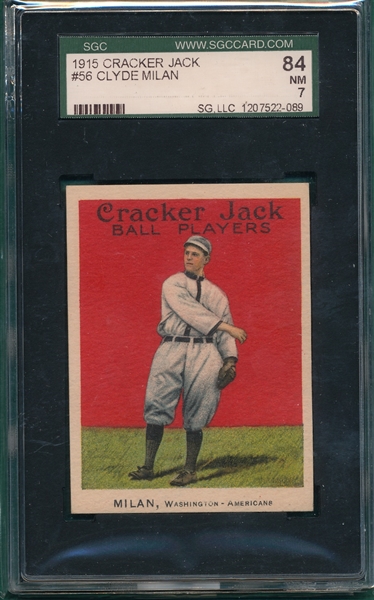 1915 Cracker Jack #56 Clyde Milan SGC 84
