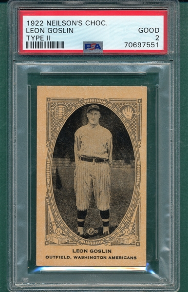 1922 Leon Goslin, Neilson's Chocolate PSA 2