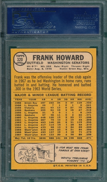 1968 Topps #320 Frank Howard PSA 9 *Mint*