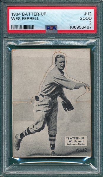 1934-36 Batter-Up #12 Wes Ferrell PSA 2