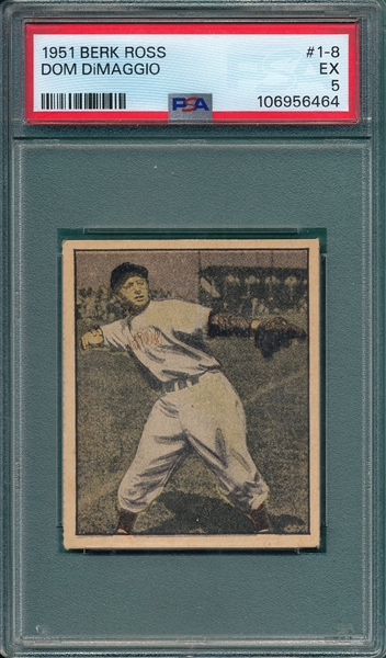 1951 Berk Ross #1-8 Dom DiMaggio PSA 5