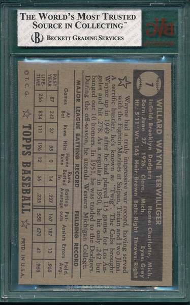 1952 Topps #7 Wayne Terwilliger BVG 6.5 *Black*