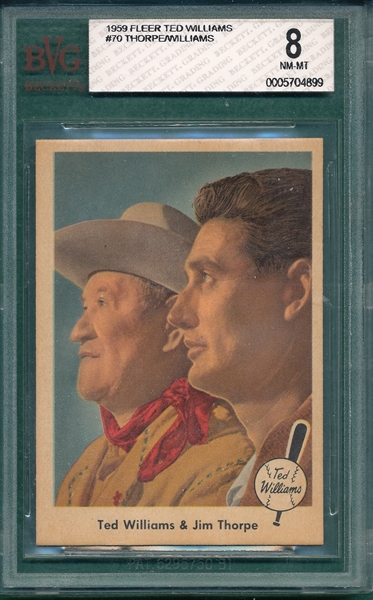 1959 Fleer Ted Williams #70 Ted & Jim Thorpe BVG 8