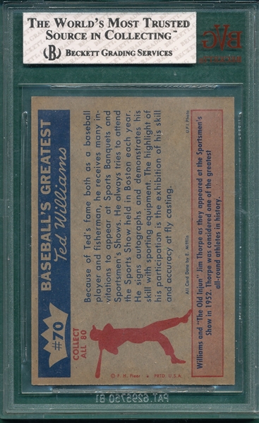 1959 Fleer Ted Williams #70 Ted & Jim Thorpe BVG 8
