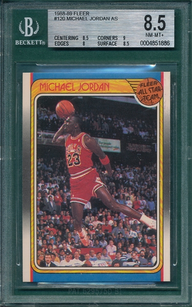 1988 Fleer Basketball #120 Michael Jordan, AS, BVG 8.5