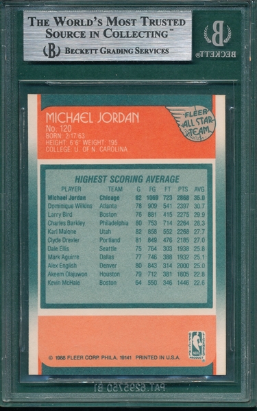 1988 Fleer Basketball #120 Michael Jordan, AS, BVG 8.5