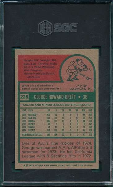 1975 Topps #228 George Brett SGC 5.5 *Rookie*