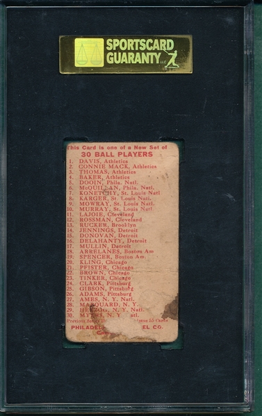 1910 E96 Mordecai Brown Philadelphia Caramel SGC 10
