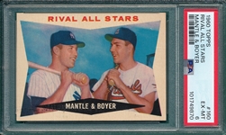 1960 Topps #160 Rival All Star, Boyer & Mantle, PSA 6