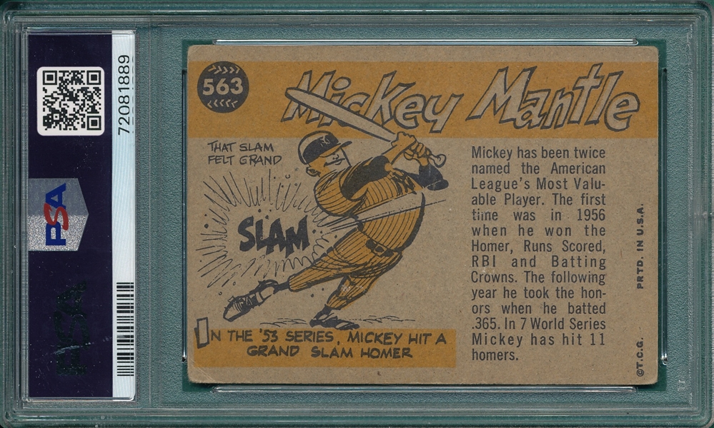 1960 Topps #563 Mickey Mantle, All Star, PSA 2