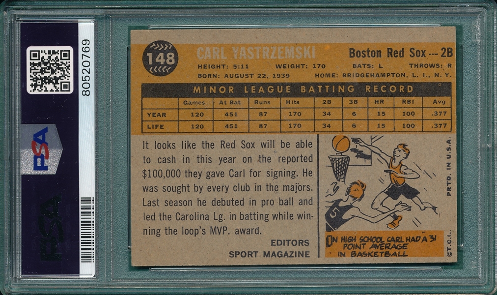1960 Topps #148 Carl Yastrzemski PSA 6 *Rookie*