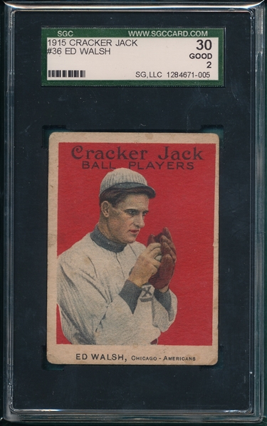 1915 Cracker Jack #36 Ed Walsh SGC 30