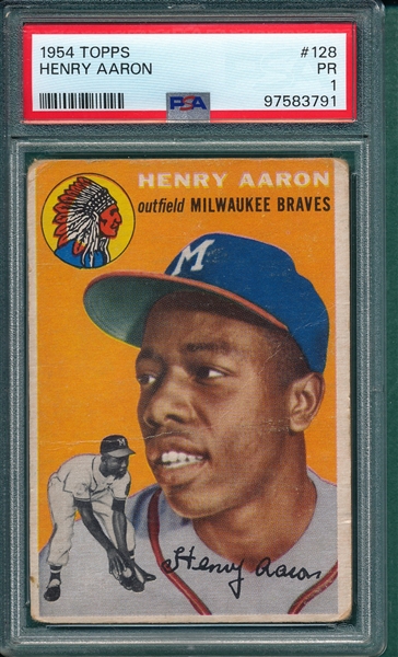 1954 Topps #128 Henry Aaron PSA 1 *Rookie*