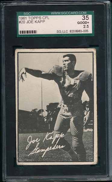 1961 Topps CFL FB #20 Joe Kapp SGC 35