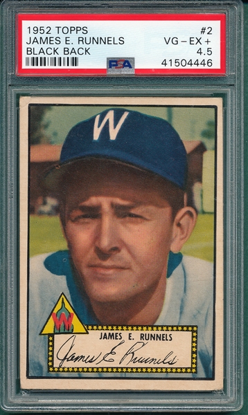 1952 Topps #2 James Runnels PSA 4.5 *Black*
