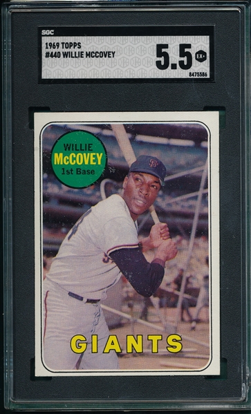 1969 Topps #440 Willie McCovey SGC 5.5 *Yellow*