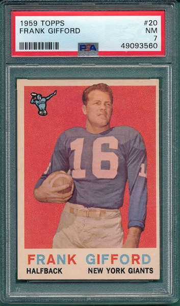 1959 Topps FB #20 Frank Gifford PSA 7