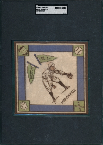 1914 B18 Blankets Rabbit Maranville, White Infield, SGC Authentic