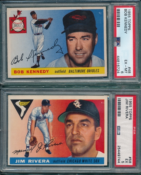 1955 Topps #48 Kennedy & #58 Rivera, Lot of (2) PSA 