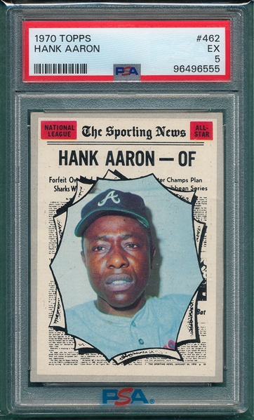 1970 Topps #462 Hank Aaron, AS, PSA 5