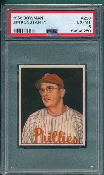 1950 Bowman #226 Jim Konstanty PSA 6