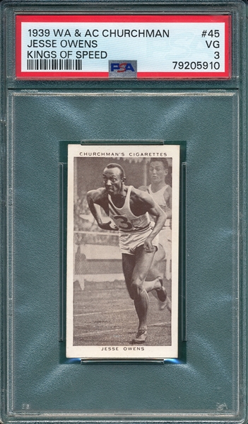 1939 Churchman's Kings of Speed #45 Jesse Owens PSA 3