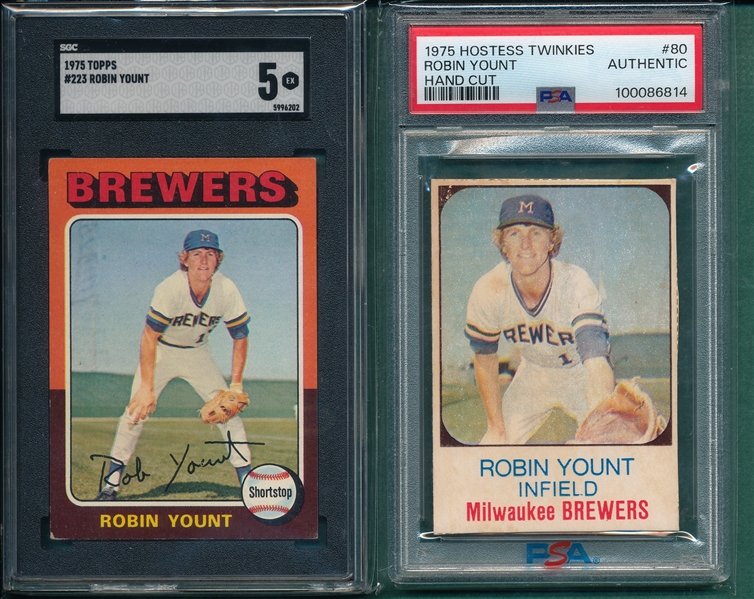 1975 Topps & Hostess Robin Yount, Lot of (2) Rookies, SGC & PSA