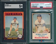 1975Topps & Hostess Robin Yount, Lot of (2) Rookies, SGC & PSA