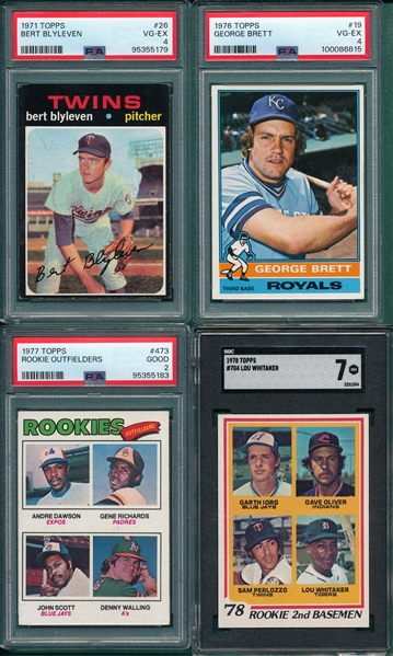 1971-78 Topps Lot of (4) W/ Rookies & Brett SGC & PSA