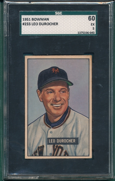 1951 Bowman #233 Loe Durocher SGC 60 