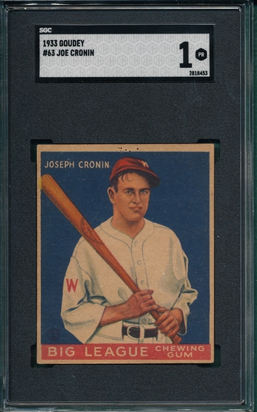 1933 Goudey #63 Joe Cronin SGC 1