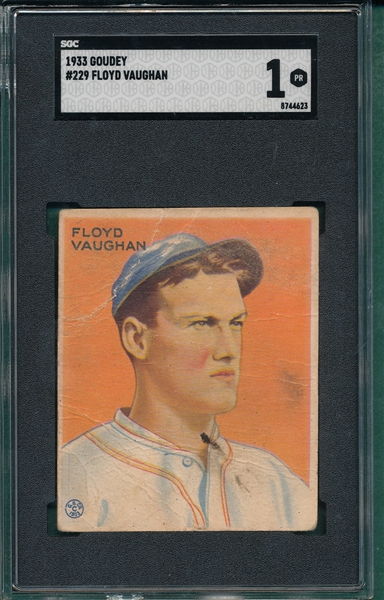 1933 Goudey #29 Floyd Vaughan SGC 1