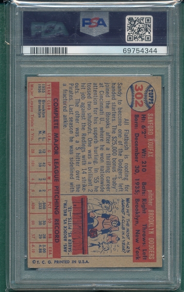 1957 Topps #302 Sandy Koufax PSA 4