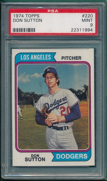 1974 Topps #220 Don Sutton PSA 9