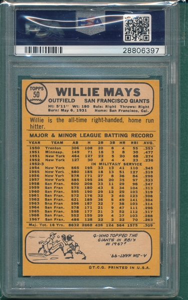 1968 Topps #50 Willie Mays PSA 7